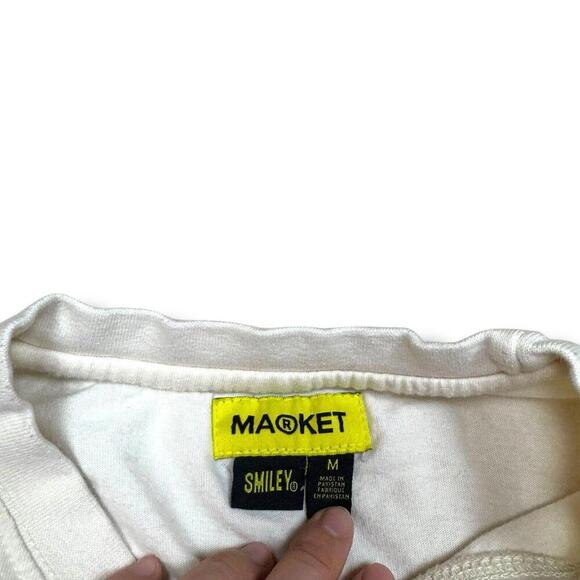 Chinatown Market Devil Smiley Face Flame Graphic T-Shirt Sz Medium Beige Skate - Picture 3 of 8